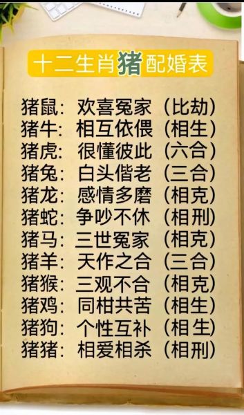 生肖猪适合什么属相（属猪最佳婚配属相全指南）