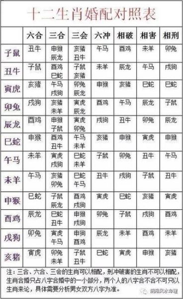生肖属相年龄配对图表（2025最新生肖年龄速查配对图）