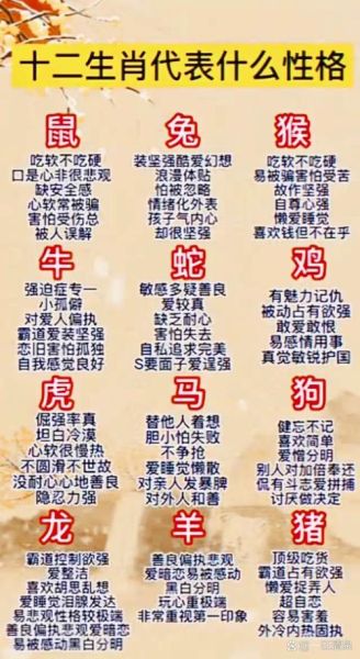 生肖属相个性（生肖属相个性详解图，一目了然！）