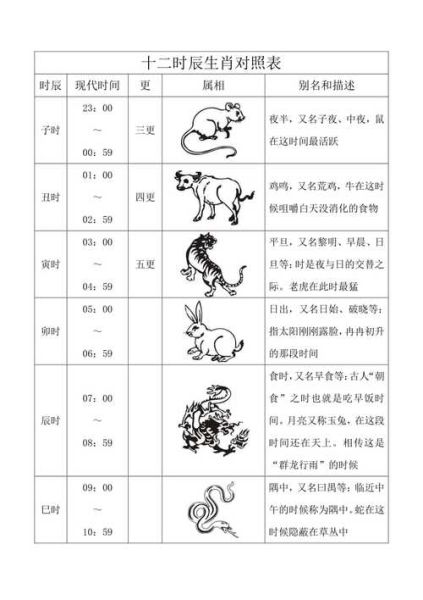 十二生肖属相时辰(十二生肖对应的时辰表新手速查版)