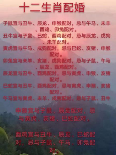 生肖属相配偶表（生肖属相配偶表合婚速查）