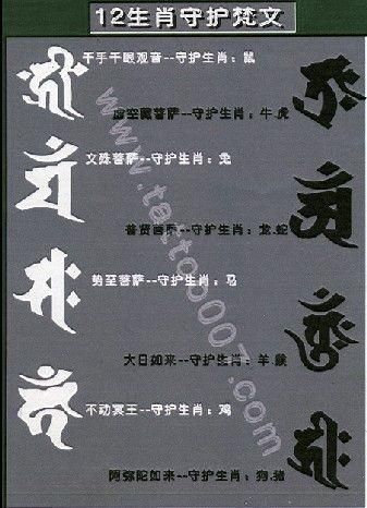 生肖属相梵文图片