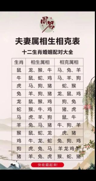 生肖配对属相相克相扶(生肖配对属相相克相扶准不准?)