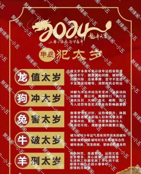 化解太岁对应的生肖属相（2024化解太岁的5个生肖属相有哪些）